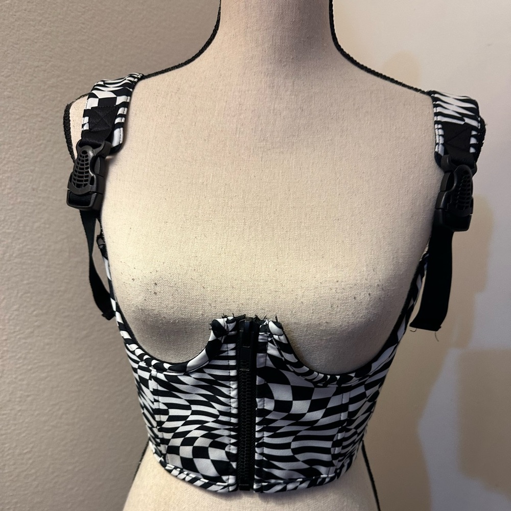 POSTER GIRL Black and White Checkered Top